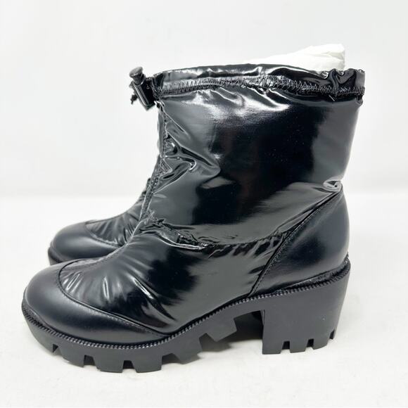 SCHUTZ Roseanne Black Rounded Toe Chunky Lug Sole Boots NWT in Size 7.5 - Picture 3 of 7